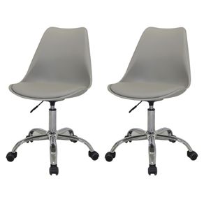 9 Kit 2 Cadeiras Giratorias Office Luisa Rivatti Assento PP Preto Base Rodizio Cromado